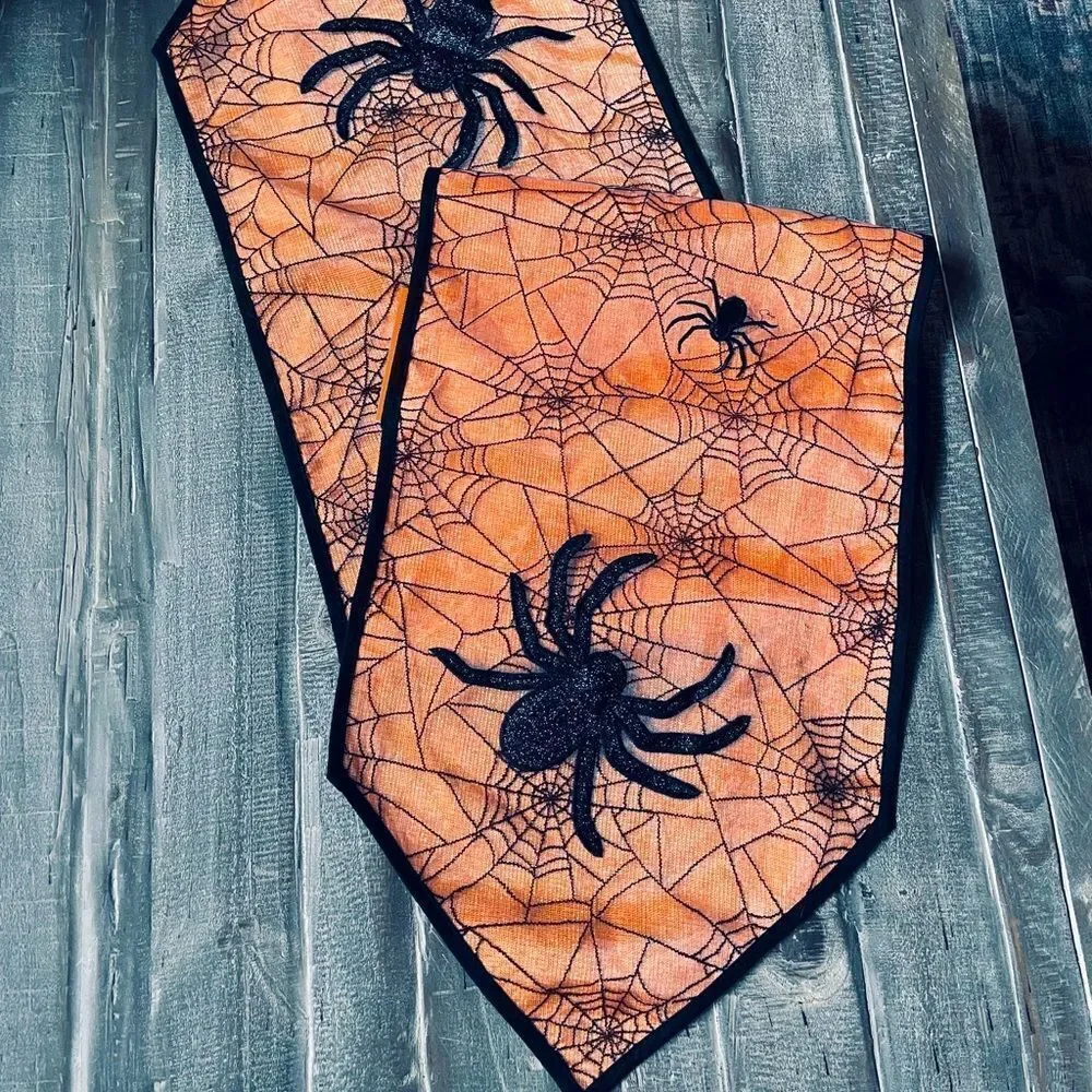 Halloween Spiderweb Shimmering Table Runner Decor